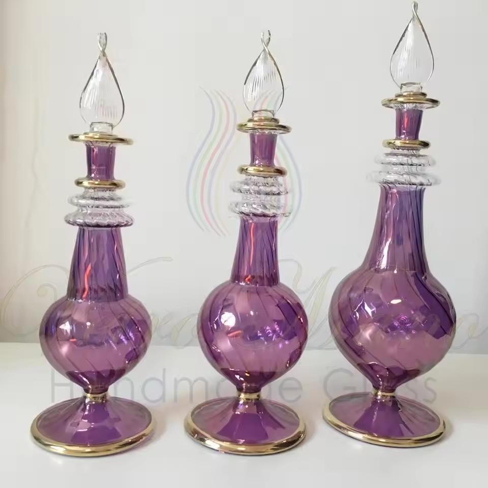 Handmade Egyptian Glass Perfume Bottles – Set of 3