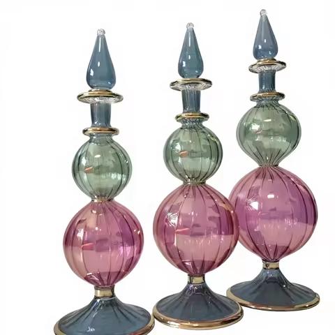 Set of Multi Color Egyptian Glass Bottle | Vetro Mano